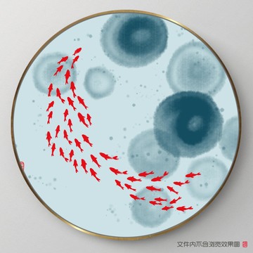 新中式抽象水墨鱼装饰画