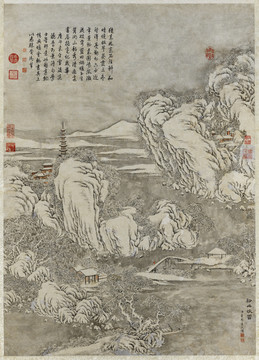 董邦達(dá)溪山深雪圖