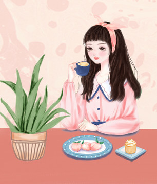 奶茶包裝插畫
