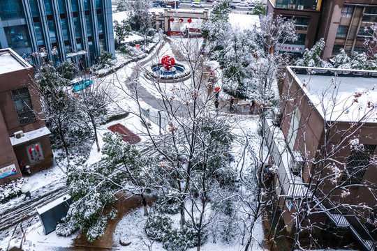 小区冬雪美景