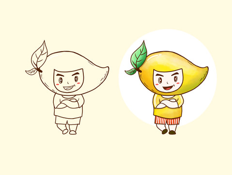 可愛芒果人物插畫形象