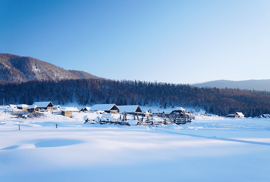 绝美冬日雪景新疆禾木村冰雪世界