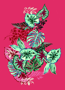 紅底葉子