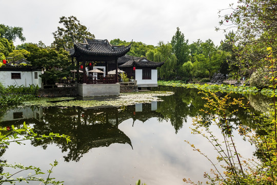 上海古猗园因仁堂建筑湖景