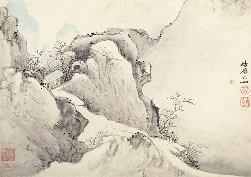 高簡仿唐寅山水冊頁