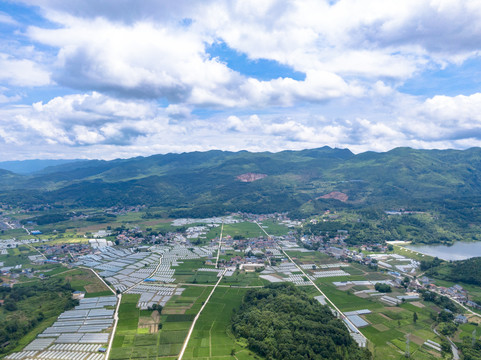 航拍乡村农业种植基地