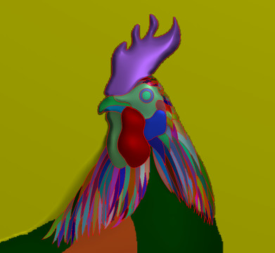 原创手绘公鸡彩色图样PNG格式