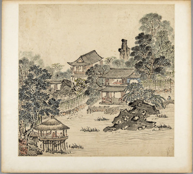 張宏山水田園畫