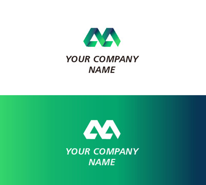 科技感M圖形logo