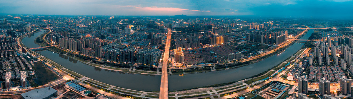 湖南省衡阳市华新开发区夜景航拍