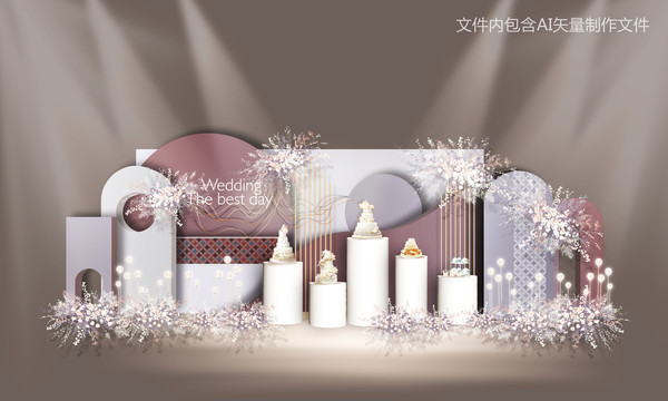 高級灰色系婚禮甜品區(qū)