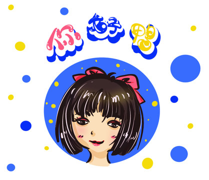 手繪可愛短發(fā)女孩頭像手機(jī)殼插畫