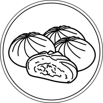 線描包子