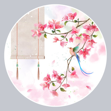 古風(fēng)三角梅插畫(huà)