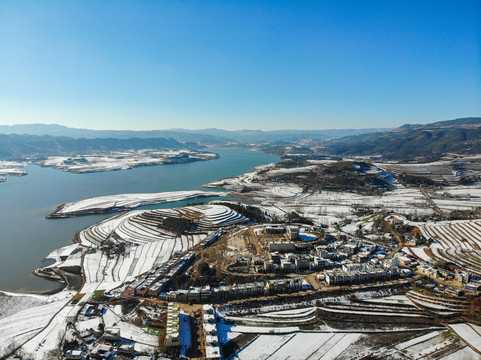 村庄雪景航拍