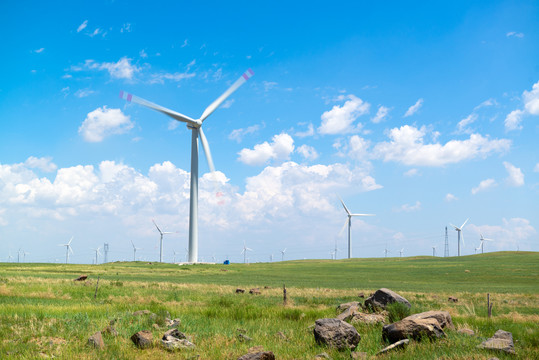 内蒙古草原的风力发电厂