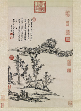 王原祁仿倪瓚山水圖