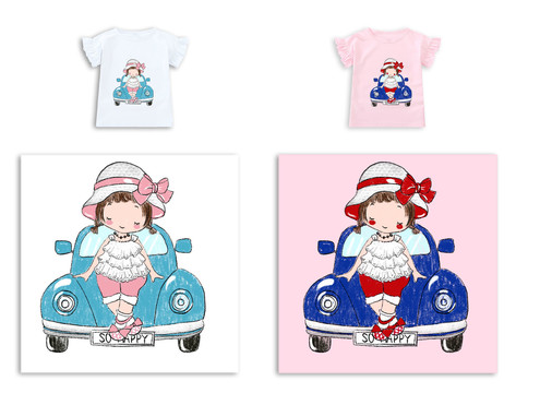 小女孩和汽車