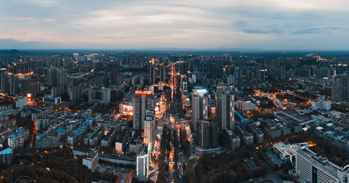 湖南省衡阳市华新开发区夜景航拍