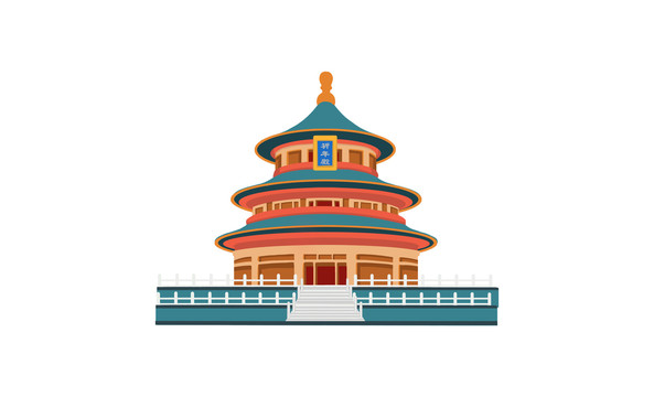 扁平彩色天壇插畫