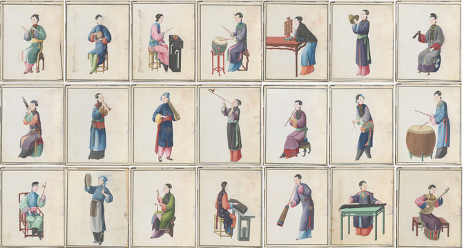 雷.鲁埃斯彩绘中国传统乐器演奏