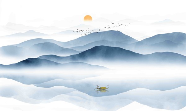 新中式山水背景墻