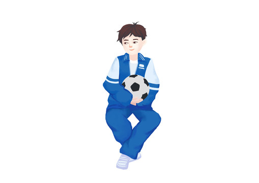 手繪插畫人物中學(xué)生卡通男孩素材