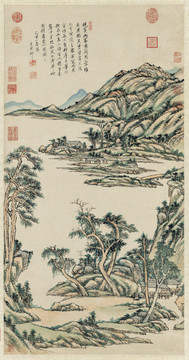 王原祁仿倪黃山水圖