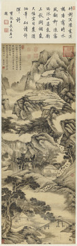 王原祁山村雨景圖