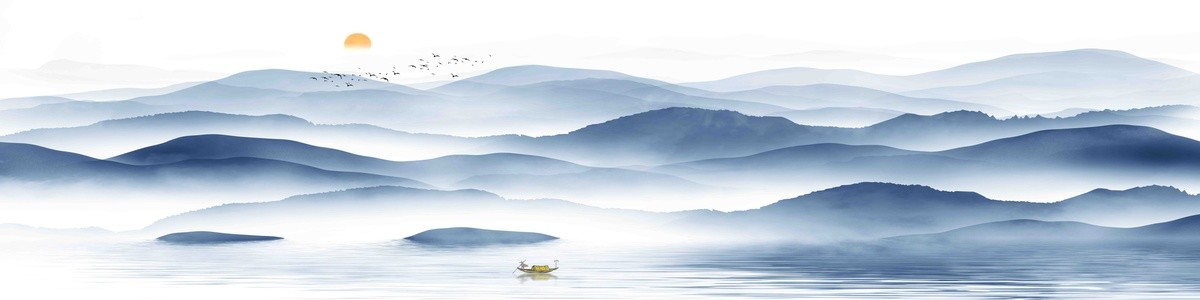 日式巨幅山水欧式水墨画