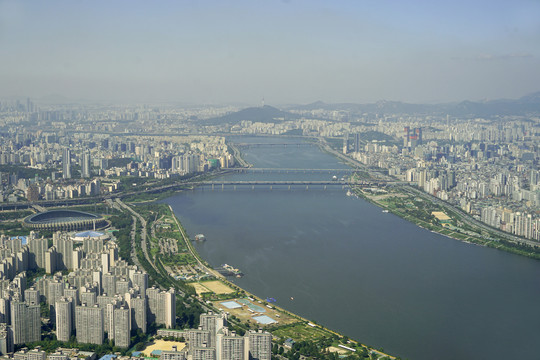 韩国首尔汉江俯拍