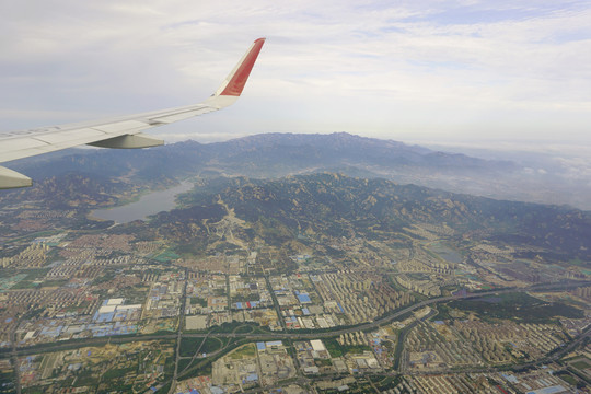 航拍山东青岛崂山及崂山水库