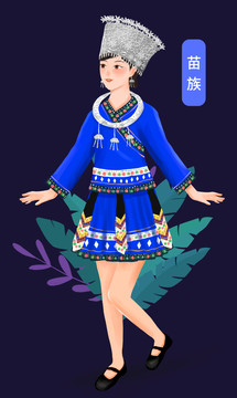 苗族少女插畫(huà)