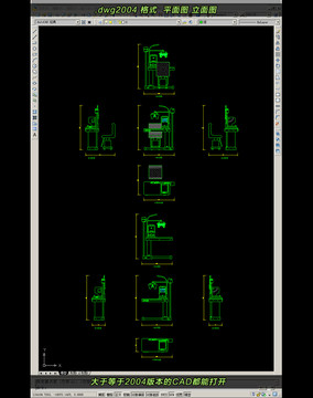 验光机CAD平面图立面图五视图