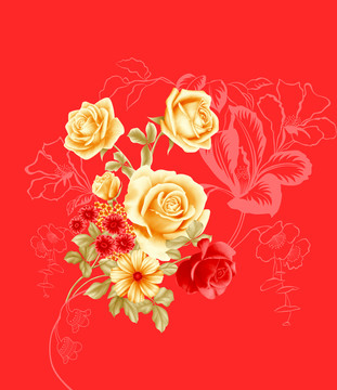 婚慶印花玫瑰