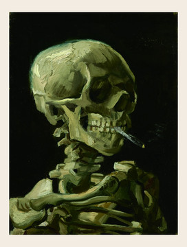 文森特·威廉·梵高头盖骨和点着的烟