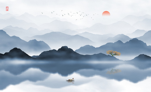 寫意水墨山水畫