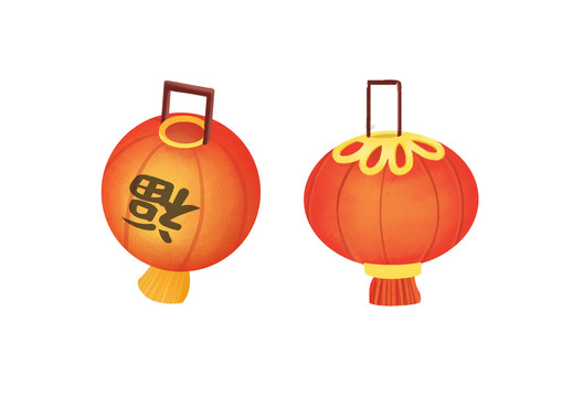 手繪插畫新年喜慶燈籠卡通素材