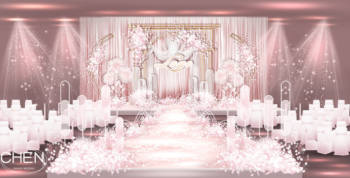 粉色婚禮儀式區(qū)