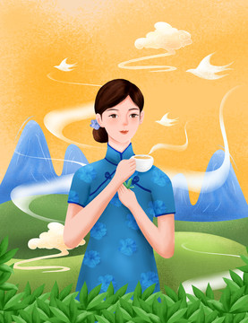 旗袍美女茶葉包裝