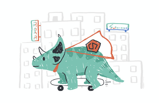卡通圖案三角恐龍動物