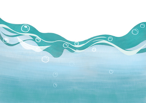 原创手绘插画海洋环境海水泡泡