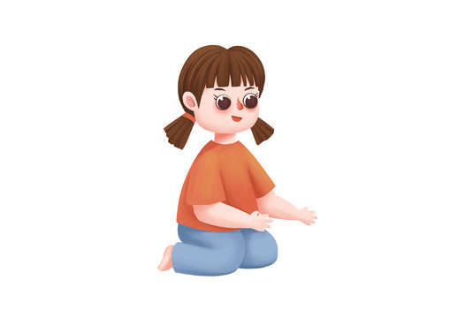 原創(chuàng)手繪插畫人物卡通小女孩