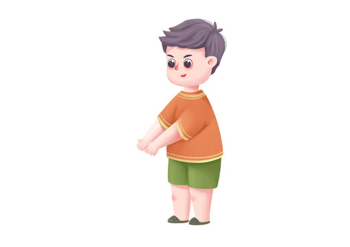 原創(chuàng)手繪卡通可愛小男孩插畫