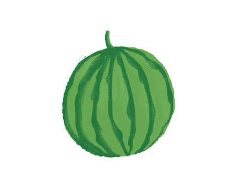 原创手绘插画卡通水果整个西瓜