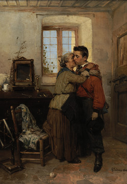 威廉•阿道夫母亲与儿子油画