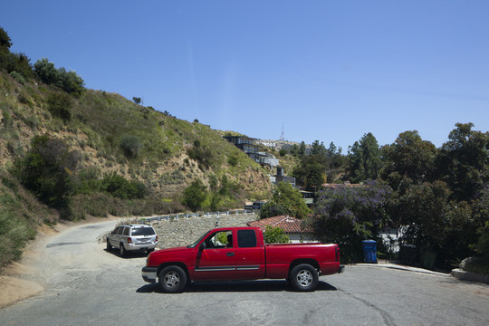 美国地标好莱坞山盘山公路