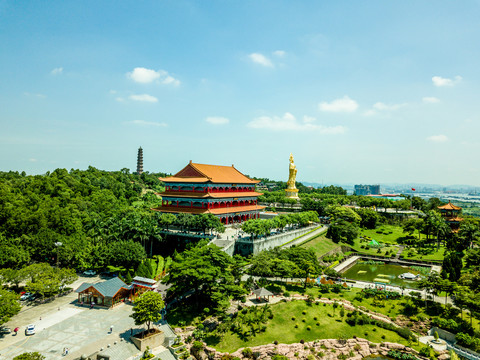 广州市莲花山风景区莲华禅寺航拍