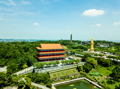 广州市莲花山风景区莲华禅寺航拍