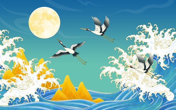 國(guó)潮風(fēng)仙鶴插畫(huà)